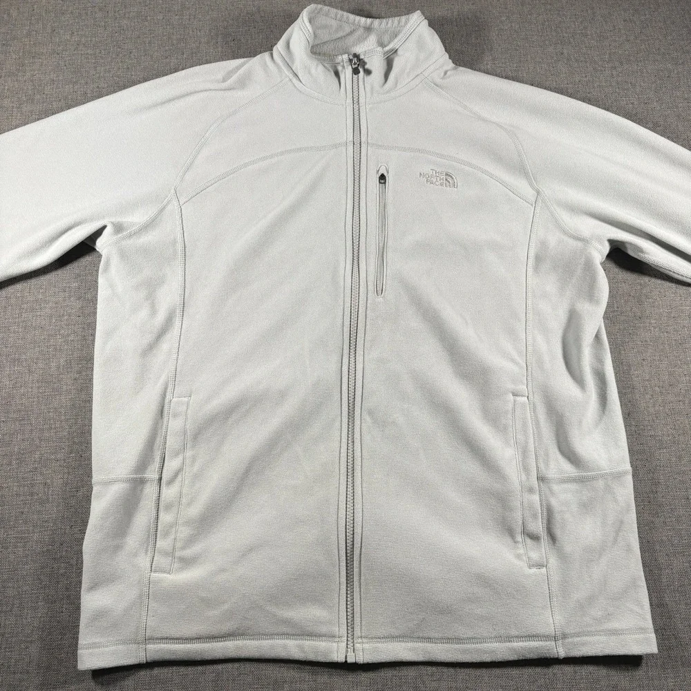 The North Face Fleece Jacket Mens XL Gray Full Zip Mock Neck Raglan Pocket